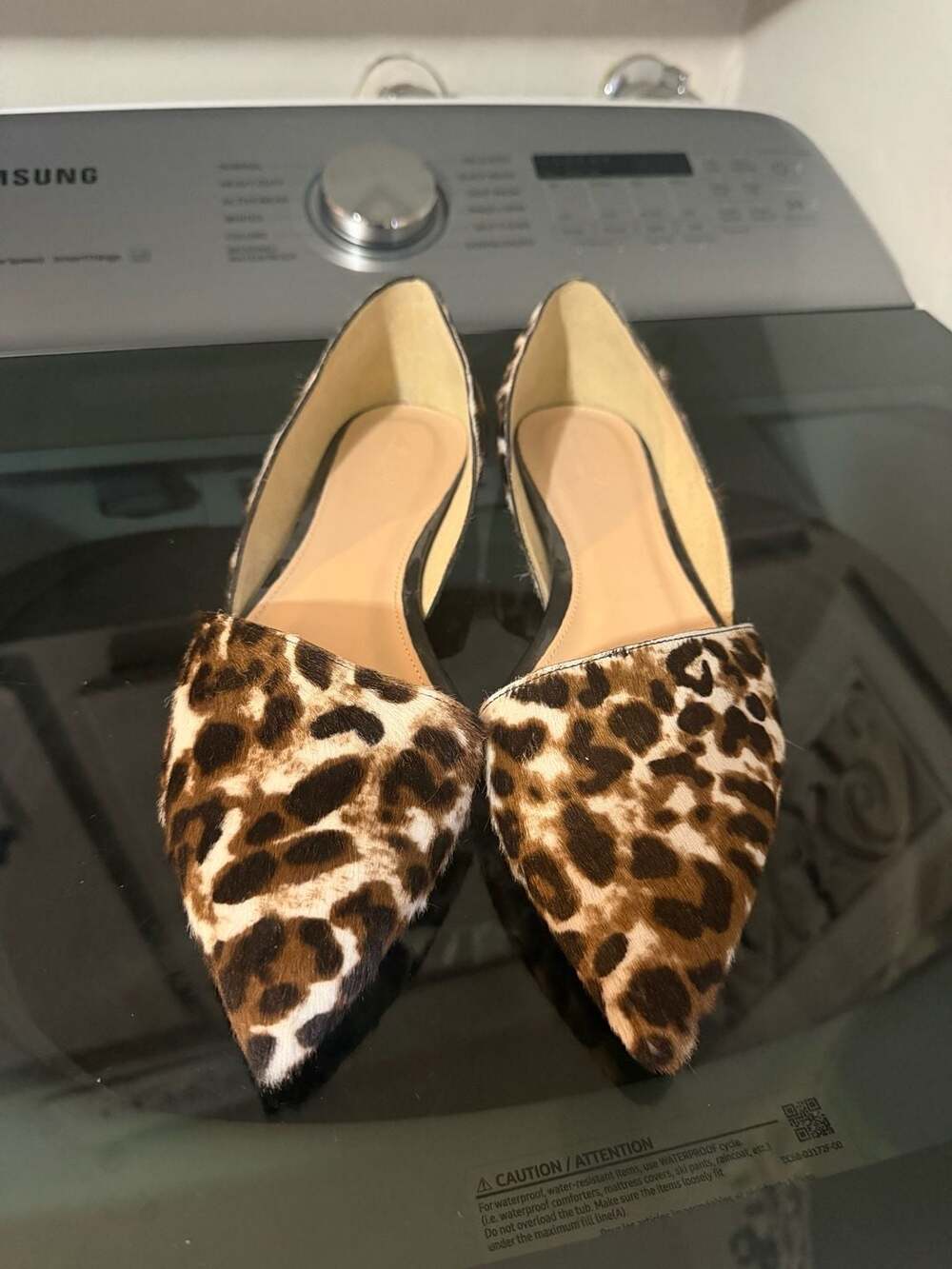 J. Crew size 9 genuine dyed calf-hair leopard pointed-toe d’Orsay flats